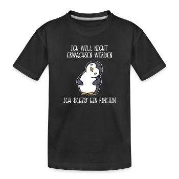 Zoo Süß Tier Pinguin Statement Seevogel - Kinder Premium Bio T-Shirt - Schwarz - Vorne