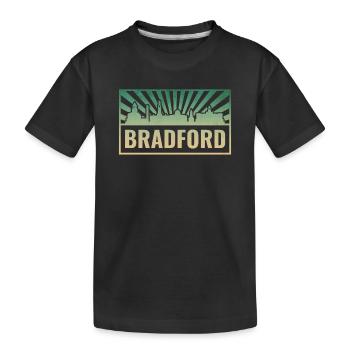 Bradford Skyline Silhouette - Kinder Premium Bio T-Shirt - Schwarz - Vorne