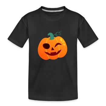 Kürbis Winker Halloween Cartoon - Kinder Premium Bio T-Shirt - Schwarz - Vorne