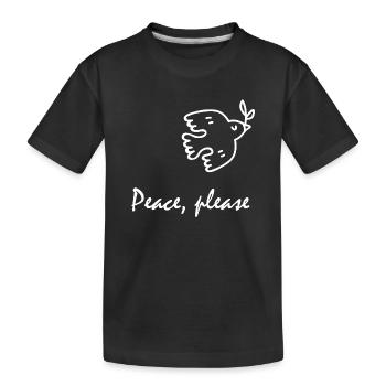 Peace, please, Friedenstaube - Kinder Premium Bio T-Shirt - Schwarz - Vorne