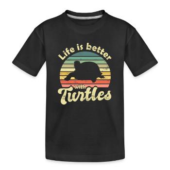 Schildkröte Schildkröten - Kinder Premium Bio T-Shirt - Schwarz - Vorne