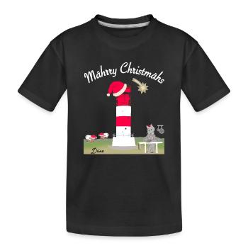 Leuchtturm Düne, Helgoland, Weihnachten - Kinder Premium Bio T-Shirt - Schwarz - Vorne