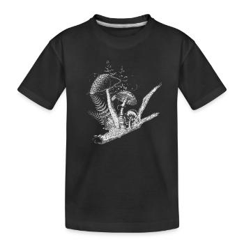 gezeichnete Komposition Waldpilze,Gräser und Ast - Kinder Premium Bio T-Shirt - Schwarz - Vorne