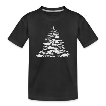 schneebedeckter Christbaum oder Tannenbaum - Kinder Premium Bio T-Shirt - Schwarz - Vorne