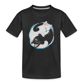 Jing Jang Katzen - Kinder Premium Bio T-Shirt - Schwarz - Vorne