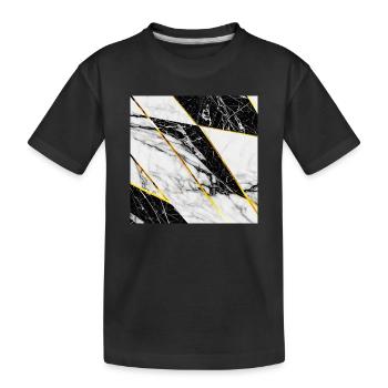 Marmor Schwarz Weiß Gold Mosaik Geometrisch - Kinder Premium Bio T-Shirt - Schwarz - Vorne