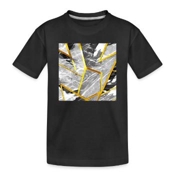 Marmor Schwarz-Weiß Gold Textur - Kinder Premium Bio T-Shirt - Schwarz - Vorne