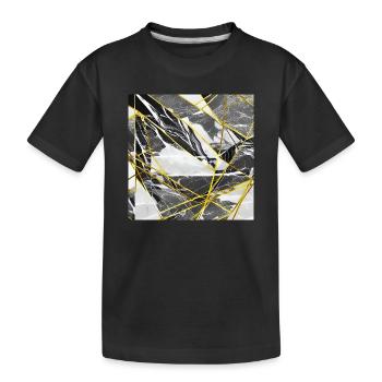 Marmor Schwarz Gold Geometrische Textur - Kinder Premium Bio T-Shirt - Schwarz - Vorne