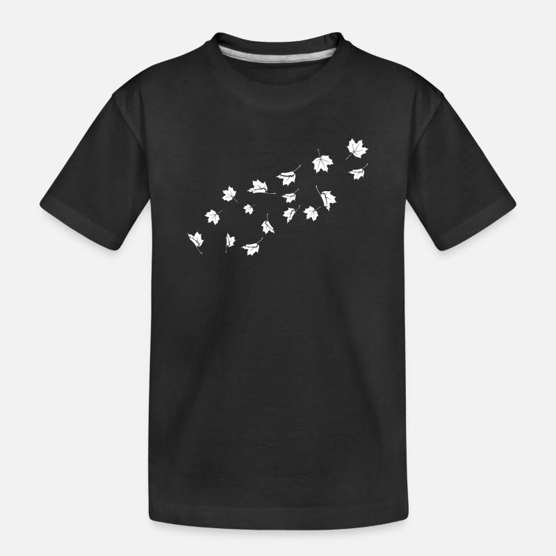 Des feuilles d’érable minimalistes soufflant dans le vent - T-shirt bio Premium Enfant - noir