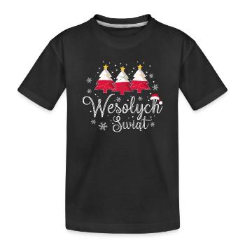 Wesolych Swiat Weihnachtsbäume Polnische Flagge - Kinder Premium Bio T-Shirt - Schwarz - Vorne