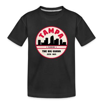 Tampa Skyline Retro Badge - Kinder Premium Bio T-Shirt - Schwarz - Vorne