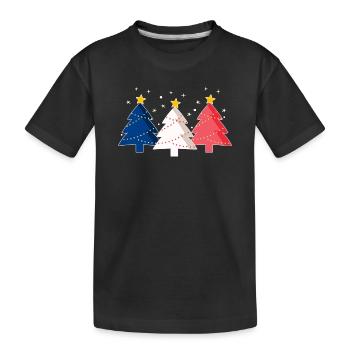 Joyeux Noël Weihnachtsbäume Frankreich Flagge - Kinder Premium Bio T-Shirt - Schwarz - Vorne