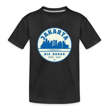 Jakarta Skyline Rundlogo Blau Weiß - Kinder Premium Bio T-Shirt - Schwarz - Vorne