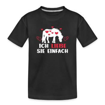 Pferdeliebe Herz Islandpferde Statement Araber - Kinder Premium Bio T-Shirt - Schwarz - Vorne