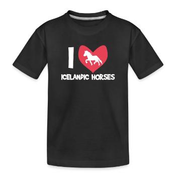 J’aime les chevaux Chevaux islandais Déclaration coeur - T-shirt bio Premium Enfant - noir - Devant