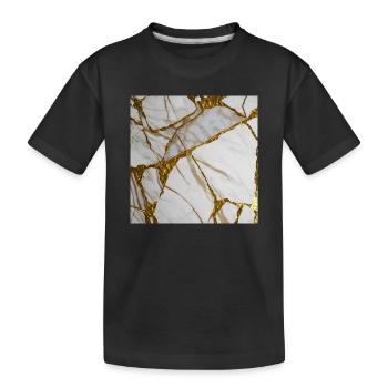 Marbling white-gold marble stone texture - Kids' Premium Organic T-Shirt - black - Front