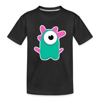 Niedlicher türkisfarbener Zyklop | Lustiges pinkes Monster - Kinder Premium Bio T-Shirt - Schwarz - Vorne