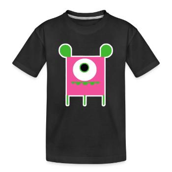 Pink Cyclops Monster | Funny Square Alien - Kids' Premium Organic T-Shirt - black - Front