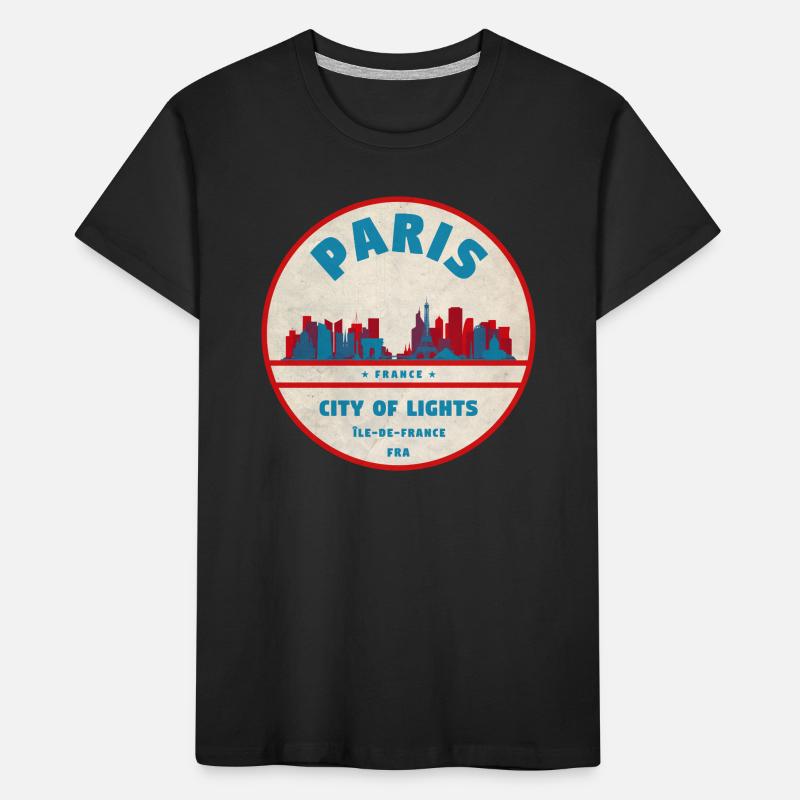 Pariser Stadtlichter Retro Abzeichen Kinder Premium Bio T-Shirt