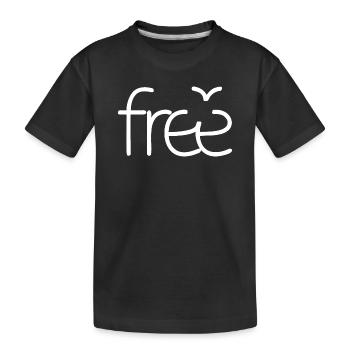 Free (dark) - Kids' Premium Organic T-Shirt - black - Front