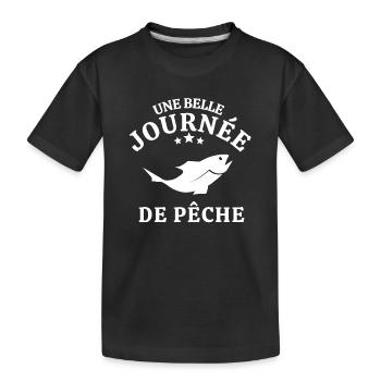 pêche, pêcheur, canne à pêche - T-shirt bio Premium Enfant - noir - Devant