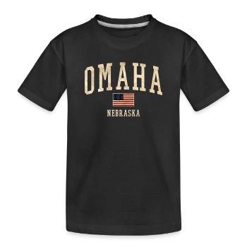 Omaha Nebraska Vintage Patch - Kinder Premium Bio T-Shirt - Schwarz - Vorne