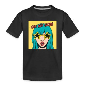 Pop Art Girl Oh My God Star Shades - Kids' Premium Organic T-Shirt - black - Front