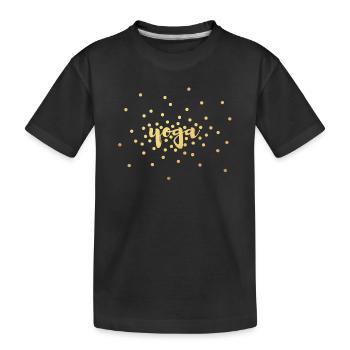 Yoga Gold Punkte Dots Glitter exklusiv Meditation - Kinder Premium Bio T-Shirt - Schwarz - Vorne