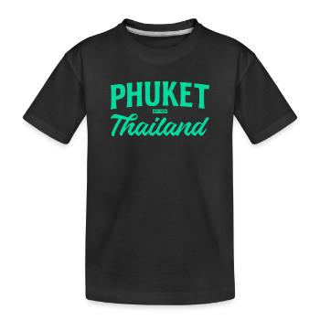 Phuket Thailand Teal Script - Kids' Premium Organic T-Shirt - black - Front