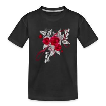 silver Valentine's Day bouquet with roses - Kids' Premium Organic T-Shirt - black - Front
