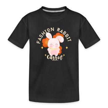 Rabbit Carrot Mode - Kids' Premium Organic T-Shirt - black - Front