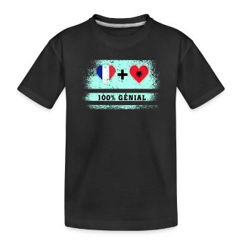 Flagge Frankreich und Albanien 100% genial - Kinder Premium Bio T-Shirt - Schwarz - Vorne