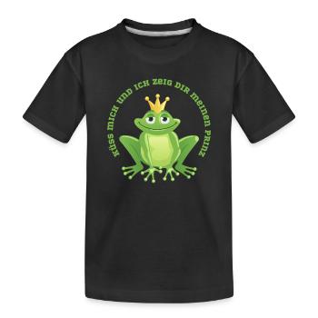 Küss mich Frosch und ich zeig dir den Prinz - Kinder Premium Bio T-Shirt - Schwarz - Vorne