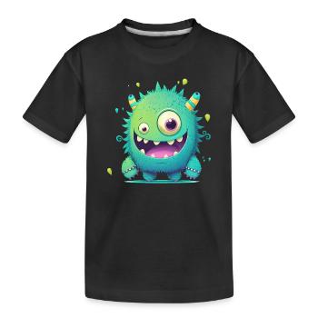 Un monstre heureux à câliner - T-shirt bio Premium Enfant - noir - Devant