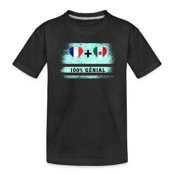 Hinweis Frankreich und Mexiko 100% genial - Kinder Premium Bio T-Shirt - Schwarz - Vorne