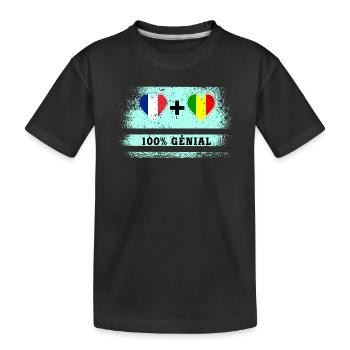 Hinweis Frankreich und Mali 100% genial - Kinder Premium Bio T-Shirt - Schwarz - Vorne