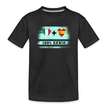 Italien und Spanien100% geniale Flagge - Kinder Premium Bio T-Shirt - Schwarz - Vorne