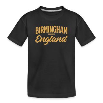 Birmingham England Vintage Script - Kinder Premium Bio T-Shirt - Schwarz - Vorne