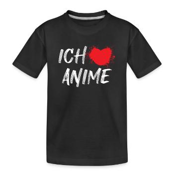 Herz Anime Statement Zeichentrick Comic Popkultur - Kinder Premium Bio T-Shirt - Schwarz - Vorne