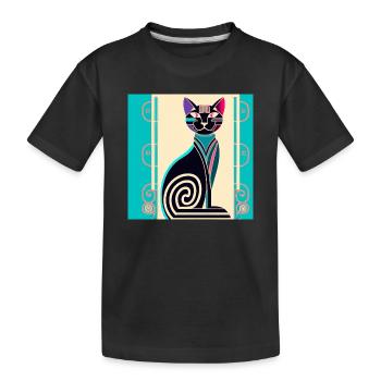 Néon Spirale Chat Art déco - T-shirt bio Premium Enfant - noir - Devant