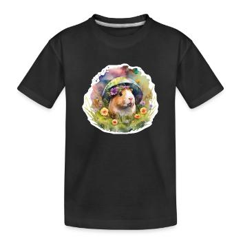 Cochons d’Inde dans une prairie fleurie - T-shirt bio Premium Enfant - noir - Devant