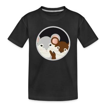 two cute mice together in the mouse hole - Kids' Premium Organic T-Shirt - black - Front