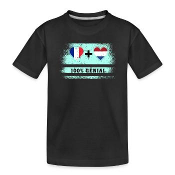 Hinweis Frankreich und Niederlande 100% genial - Kinder Premium Bio T-Shirt - Schwarz - Vorne