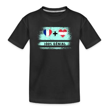 Frankreich und Österreich 100% tolle Flagge - Kinder Premium Bio T-Shirt - Schwarz - Vorne