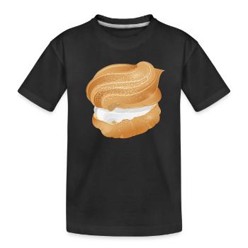 Illustration of a cream filled cream puff - Kids' Premium Organic T-Shirt - black - Front
