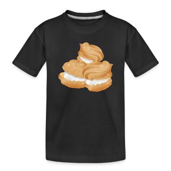 Illustration of three filled cream puffs - Kids' Premium Organic T-Shirt - black - Front