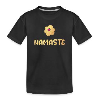 Namaste Yoga Blume Gold Meditation vibes om - Kinder Premium Bio T-Shirt - Schwarz - Vorne