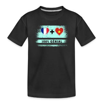 Flagge Frankreich und Vietnam 100% genial - Kinder Premium Bio T-Shirt - Schwarz - Vorne