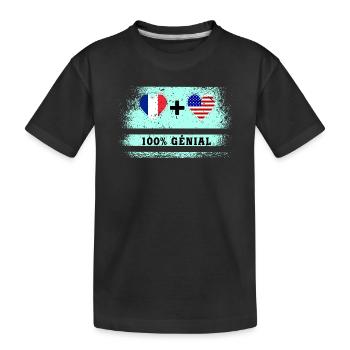 100% tolle Flagge Frankreichs und der USA - Kinder Premium Bio T-Shirt - Schwarz - Vorne