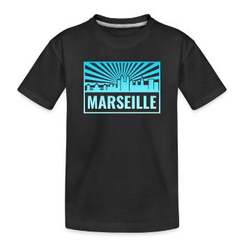 Marseille Skyline Sunbeams - Kids' Premium Organic T-Shirt - black - Front
